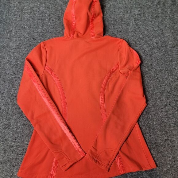 Athleta Verbier Jacket 2 Womens Size M Orange Soft Shell Zip Up Hooded - Picture 3 of 12